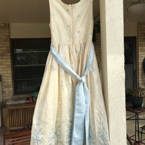 Jayne Copeland party dress; cream w/ pale blue